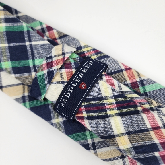 SADDLEBRED Multi-color Plaid Tie. - Picture 3 of 6